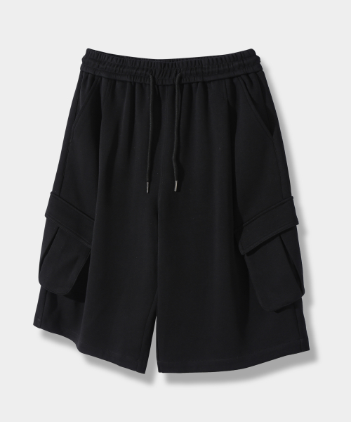 ONE-TUCK BERMUDA CARGO SWEAT PANTS 3 COLOR