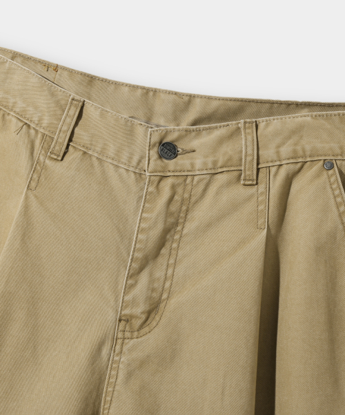 BIO-WASHING CARPENTER BERMUDA COTTON PANTS_BEIGE