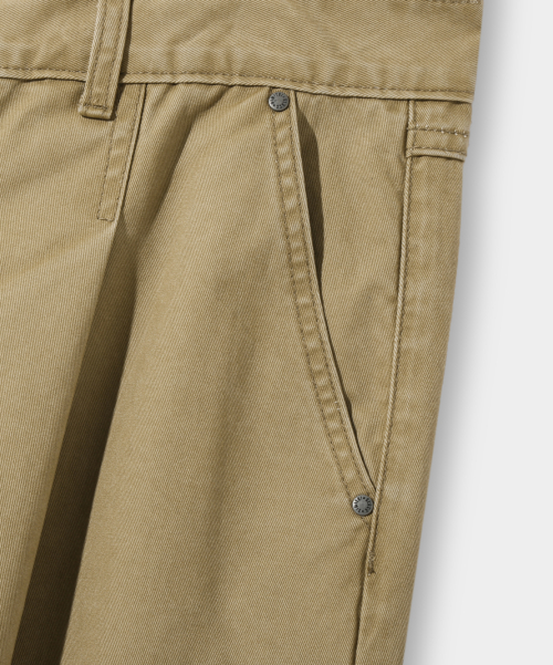 BIO-WASHING CARPENTER BERMUDA COTTON PANTS_BEIGE