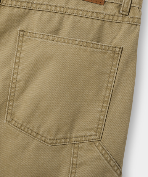 BIO-WASHING CARPENTER BERMUDA COTTON PANTS_BEIGE