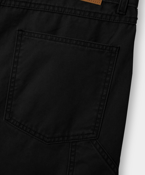 BIO-WASHING CARPENTER BERMUDA COTTON PANTS_BLACK