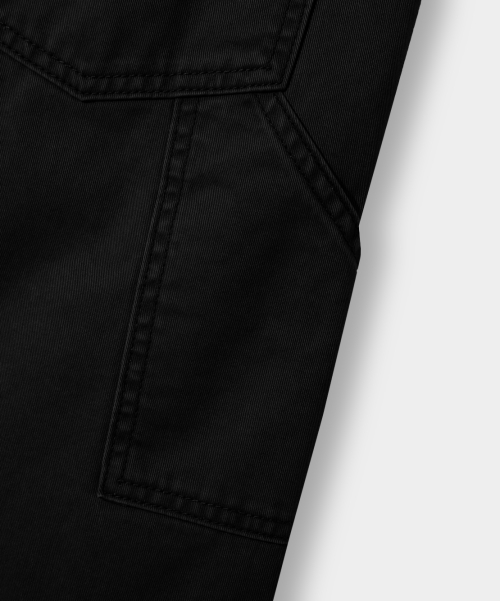 BIO-WASHING CARPENTER BERMUDA COTTON PANTS_BLACK