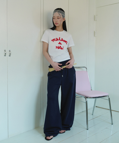 I LOVE ROLA PATCHWORK SWEAT PANTS NAVY
