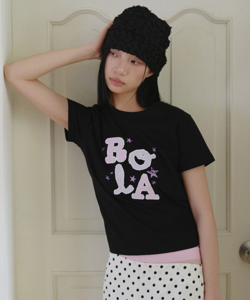 ROLA LETTERING PATCHWORK T-SHIRT BLACK