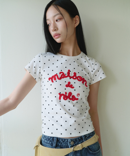 MAISON DE ROLA EMBROIDERY DOT T-SHIRT WHITE