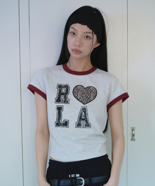 I LOVE ROLA PATCHWORK RINGER T-SHIRT M/GRAY