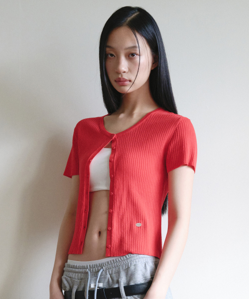HALF KNIT CARDIGAN RED