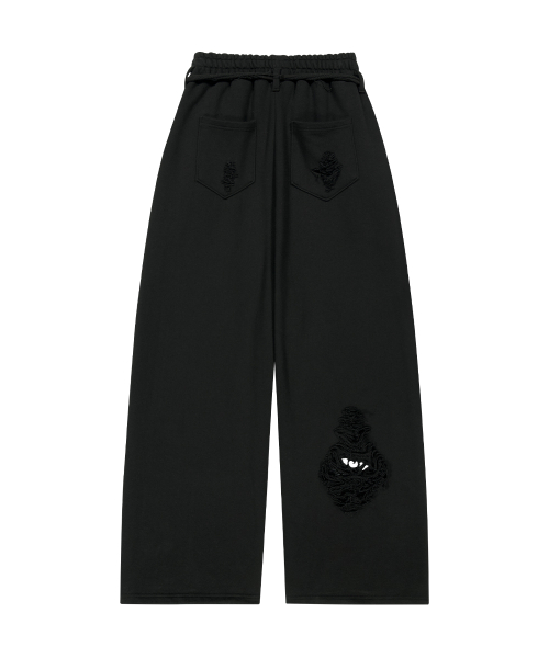 BELTED DESTROYED SWEATPANTS BLACK