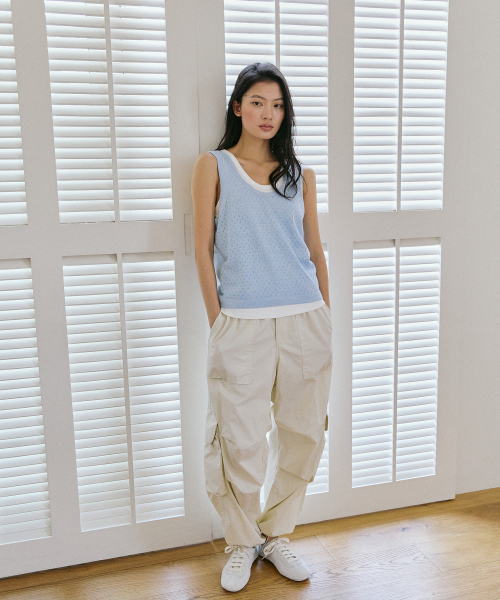 Sukashi Knit Sleeveless Blue