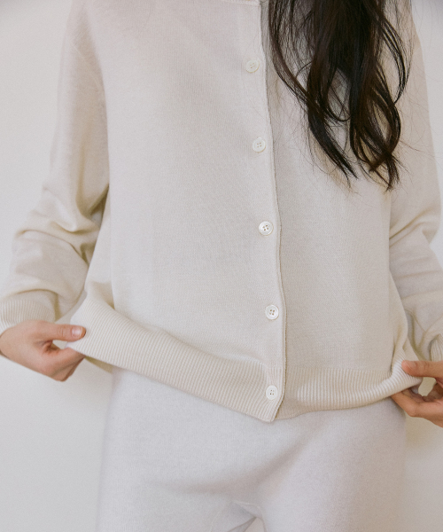 Silk Wool Cardigan Ivory