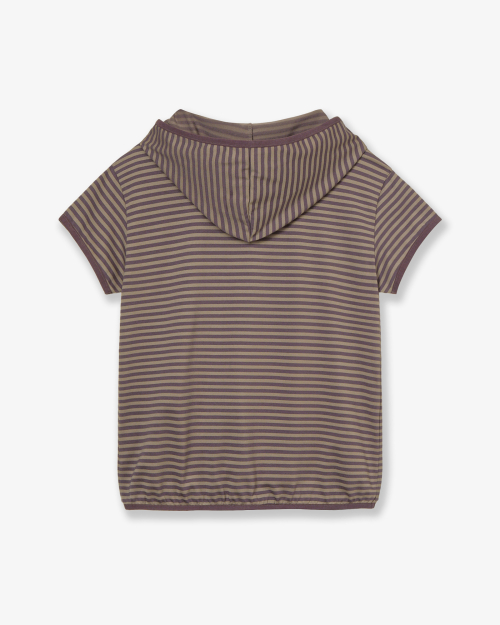 STRIPE HALF SLEEVE HOODIE [PURPLE]