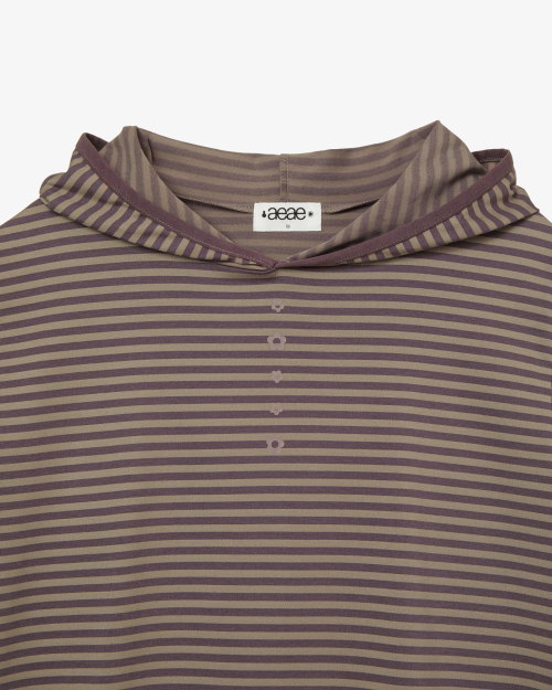STRIPE HALF SLEEVE HOODIE [PURPLE]