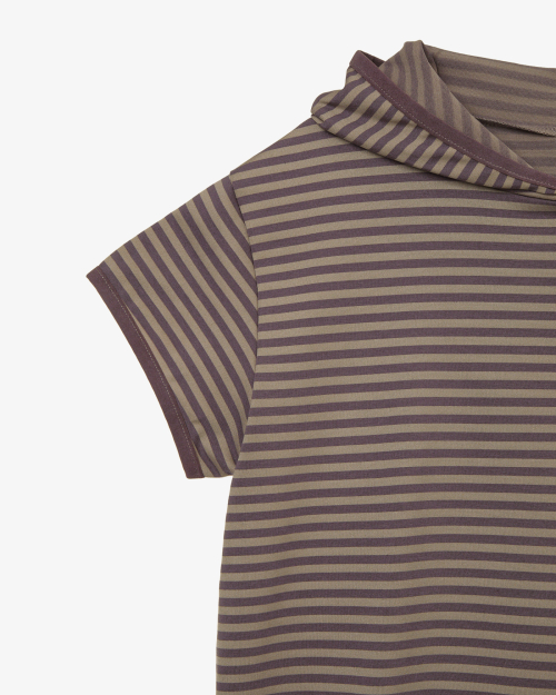 STRIPE HALF SLEEVE HOODIE [PURPLE]