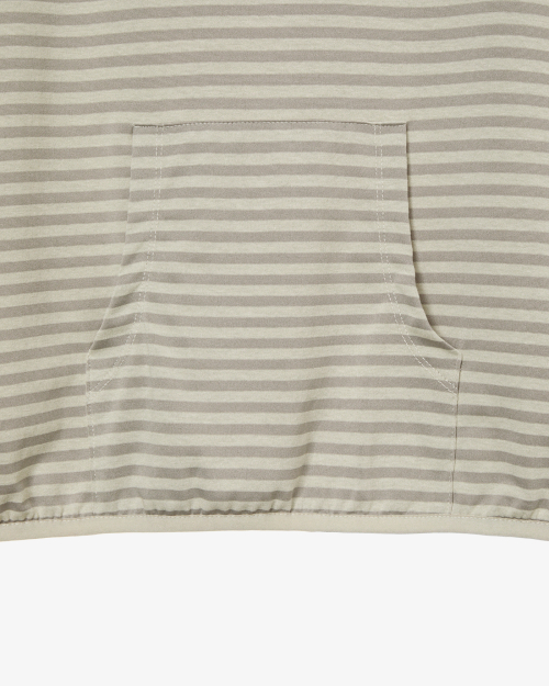 STRIPE HALF SLEEVE HOODIE [BEIGE]