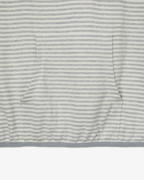 STRIPE HALF SLEEVE HOODIE [GREY]