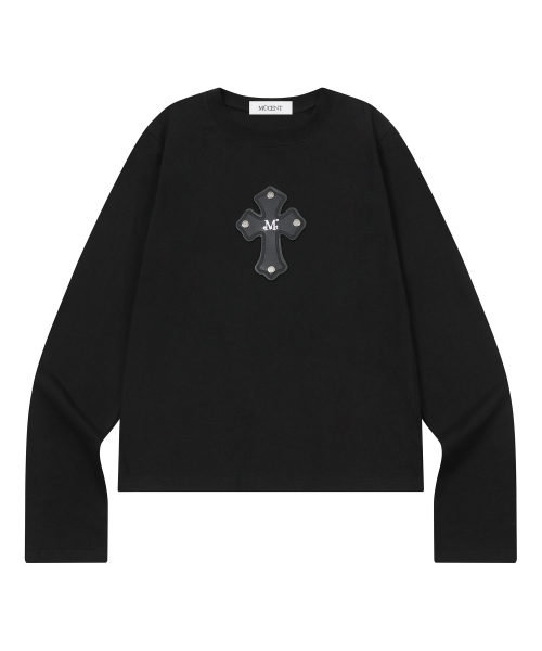 COLI CROSS LEATHER PATCH LONG SLEEVE T (2COLOR)