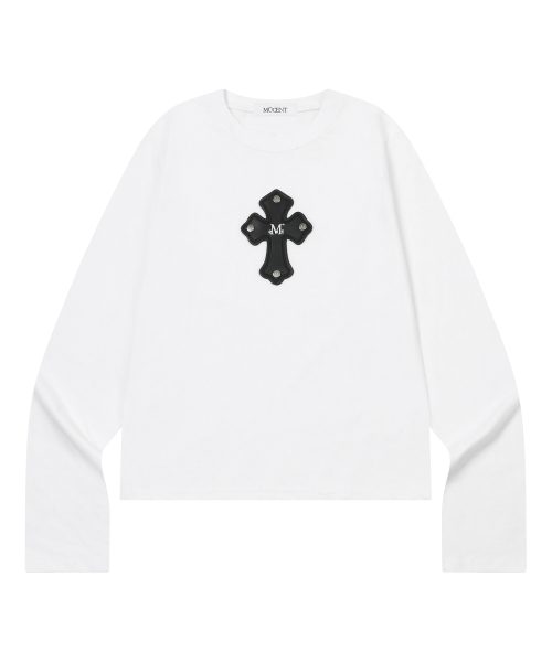 COLI CROSS LEATHER PATCH LONG SLEEVE T (2COLOR)