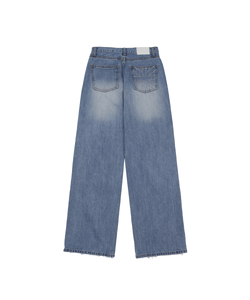 WIDE DESTROYED DENIM PANTS BLUE