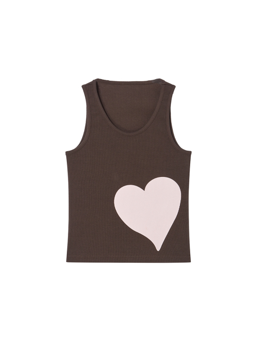 HEART SLEEVELESS BROWN