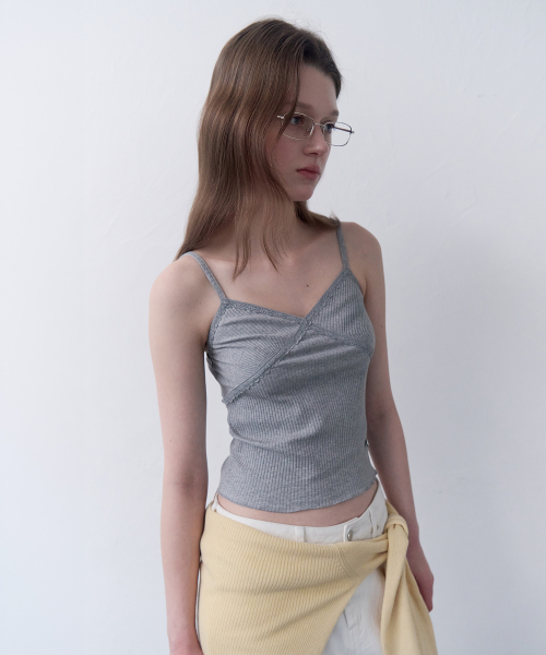 LACE SLEEVELESS TOP M/GRAY