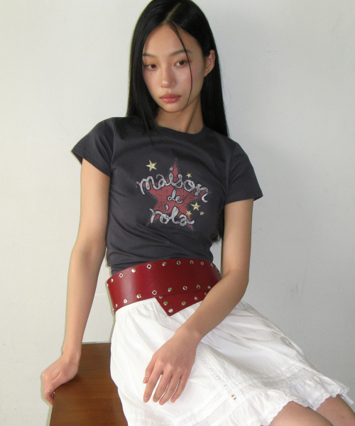 MAISON DE ROLA STAR GRAPHIC T-SHIRT CHARCOAL