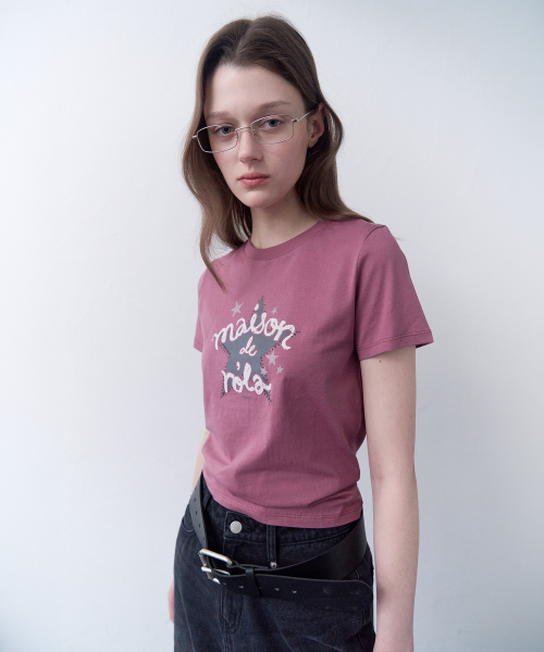 MAISON DE ROLA STAR GRAPHIC T-SHIRT I/PINK