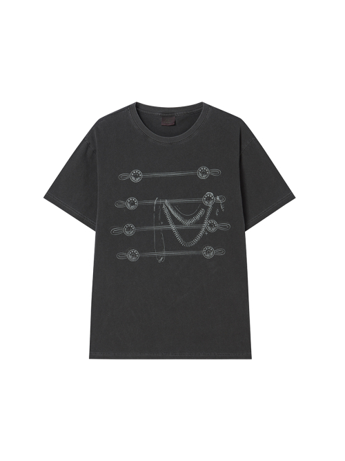 BUTTON TEE CHARCOAL