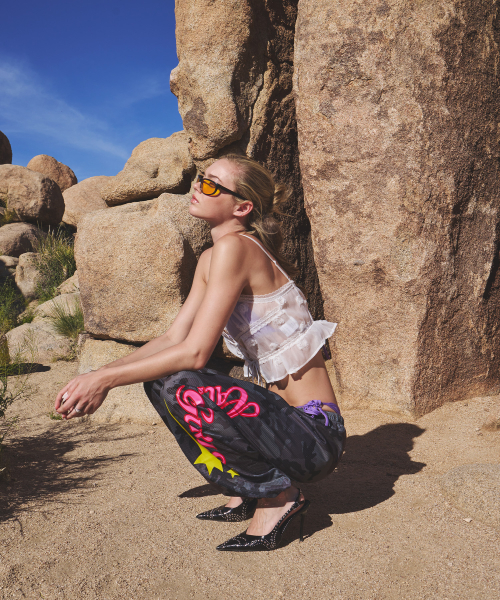 GRAPHIC MESH WIDE PANTS CAMO