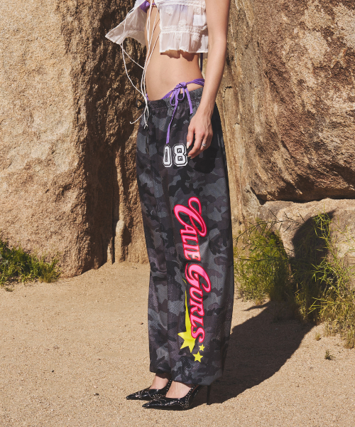 GRAPHIC MESH WIDE PANTS CAMO