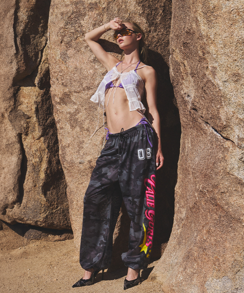 GRAPHIC MESH WIDE PANTS CAMO