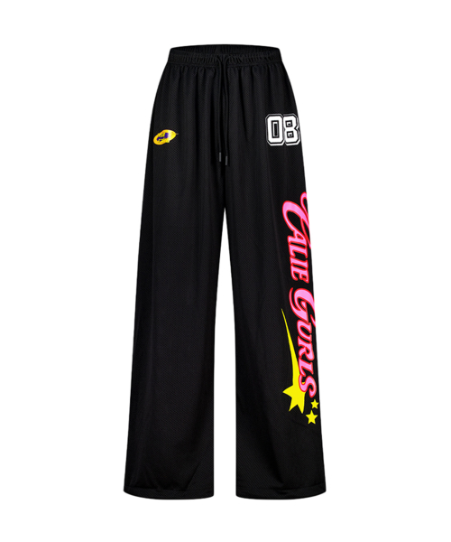 GRAPHIC MESH WIDE PANTS BLACK