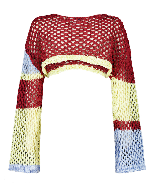 COLORBLOCK SUMMER KNIT TOP BURGUNDY