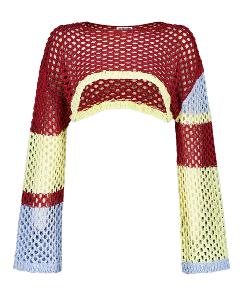 COLORBLOCK SUMMER KNIT TOP BURGUNDY