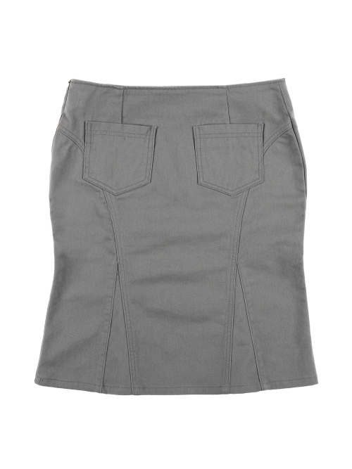 PETAL COTTON GORED MIDI SKIRT (VINTAGE GREY)