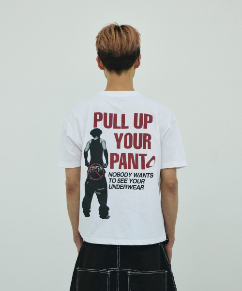 [류정란 × 스켈리웩] PULL UP 크롭 티셔츠[화이트]