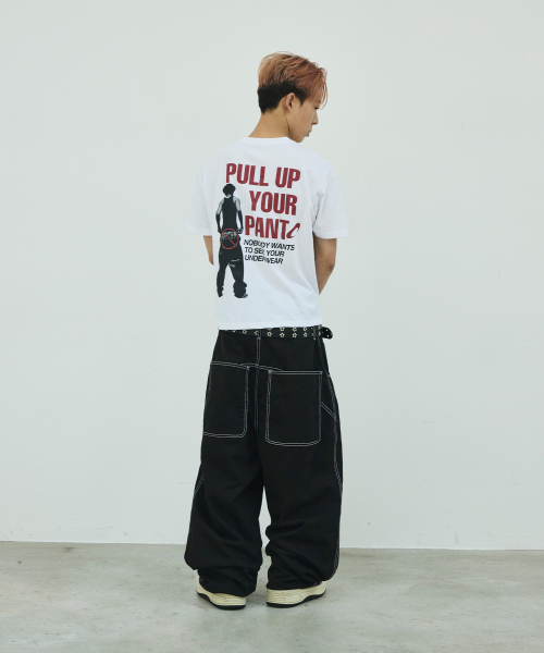 [류정란 × 스켈리웩] PULL UP 크롭 티셔츠[화이트]