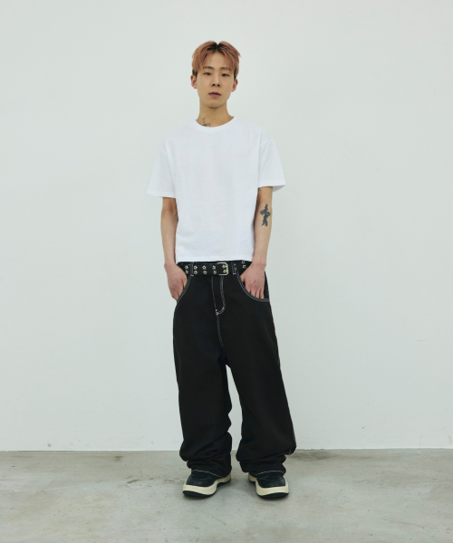[류정란 × 스켈리웩] PULL UP 크롭 티셔츠[화이트]
