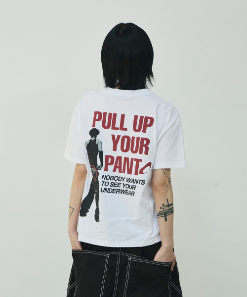 [류정란 × 스켈리웩] PULL UP 크롭 티셔츠[화이트]
