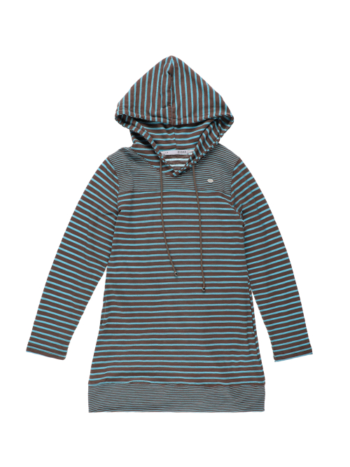 STRIPE HOODIE DRESS (BLUE MUD)