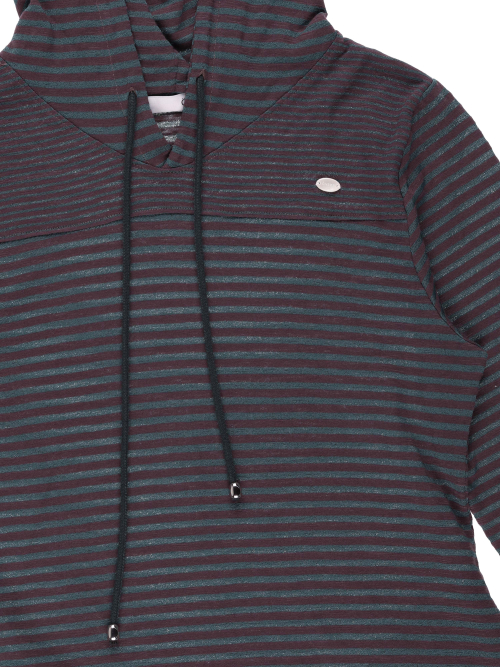 STRIPE HOODIE DRESS (GREEN PLUM)
