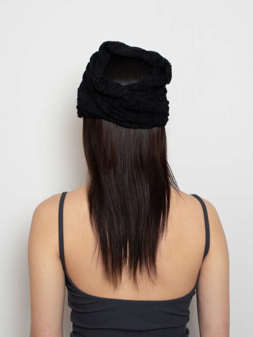WHIPPING LACE HAIRBAND & BEANIE (BLACK)