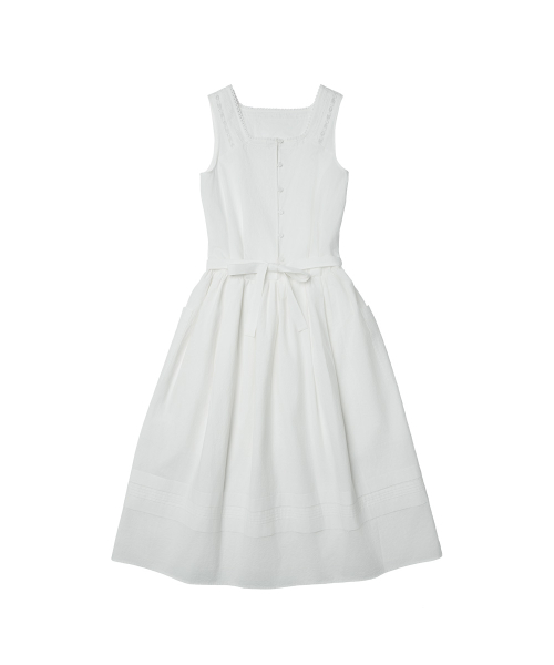 COTTON EYELET DRESS - WHITE