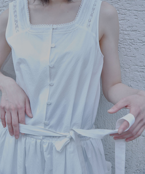 COTTON EYELET DRESS - WHITE
