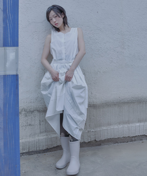 COTTON EYELET DRESS - WHITE