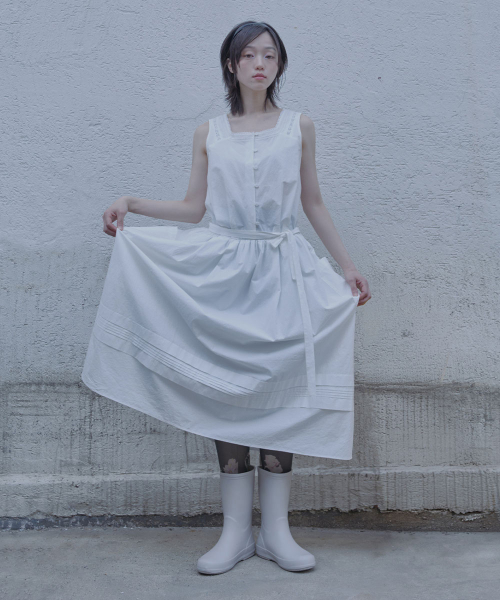 COTTON EYELET DRESS - WHITE