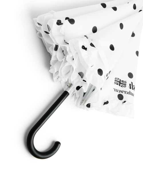 FRILLED DOT UMBRELLA LONG - WHITE DOTS