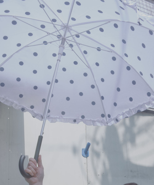 FRILLED DOT UMBRELLA LONG - WHITE DOTS