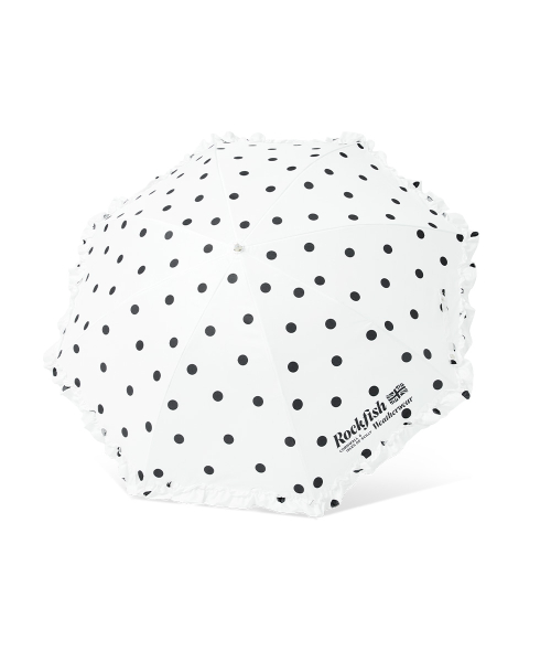 FRILLED DOT UMBRELLA LONG - WHITE DOTS