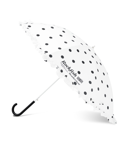 FRILLED DOT UMBRELLA LONG - WHITE DOTS