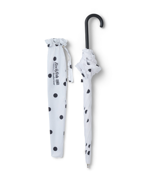 FRILLED DOT UMBRELLA LONG - WHITE DOTS